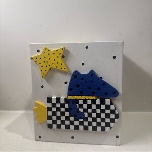 Retro Decorative Art Piece - Blue and Yellow